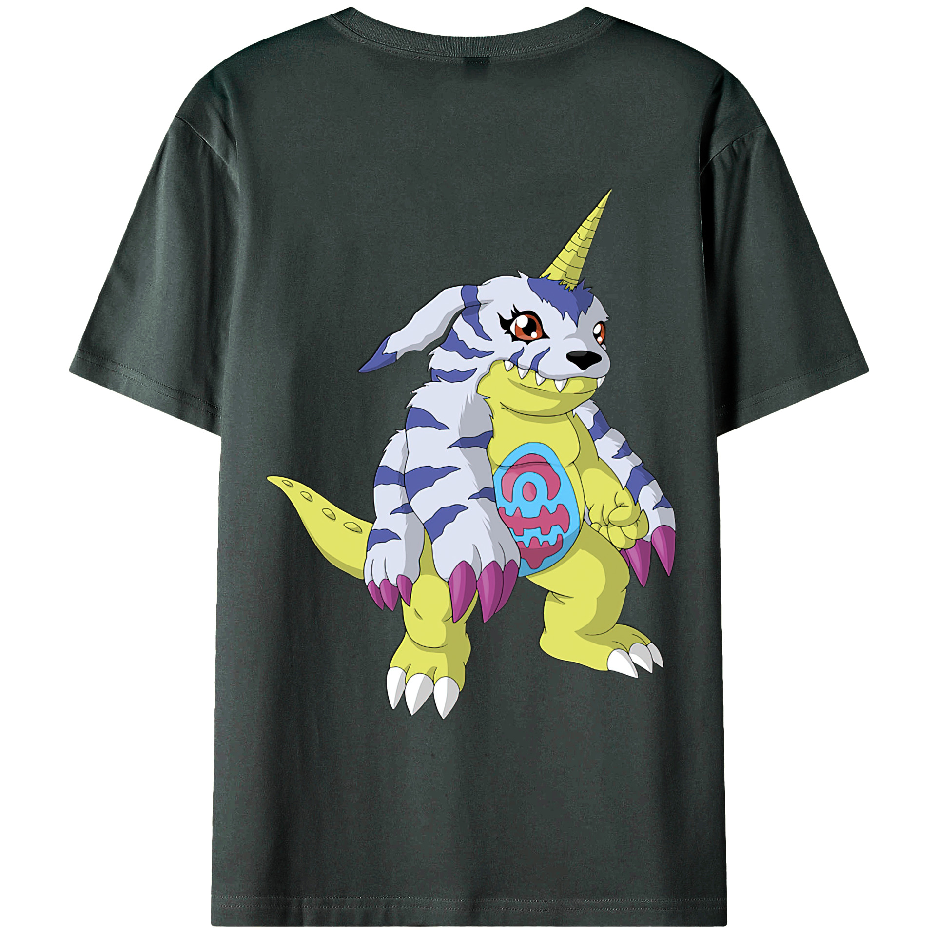 （画像用） Digimon デジタルモンスター/デジモン 綿100％ メンズ半袖Tシャツ（バックプリント） 通気性